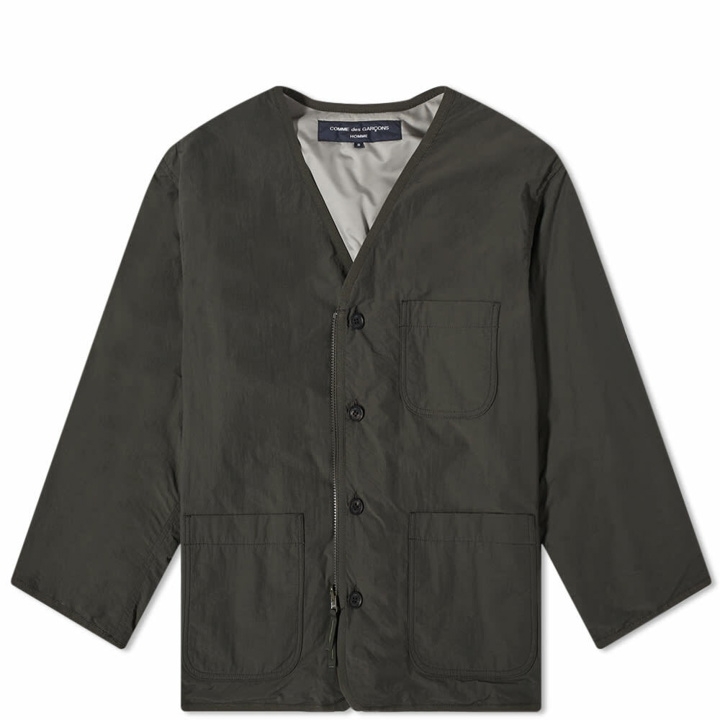 Photo: Comme des Garçons Homme Men's Reversible Zip Liner Jacket in Khaki/Grey Beige
