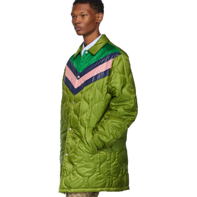 Gucci Green Quilted GG Coat