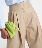 'S Max Mara Pleated cotton-blend twill wide-leg pants