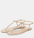 Rene Caovilla Diana satin and leather thong sandals