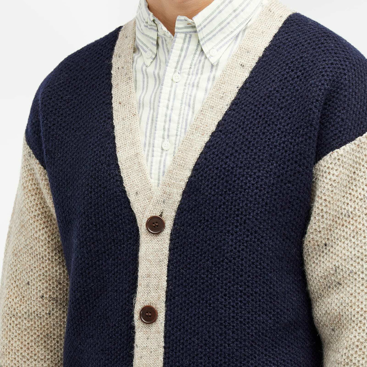 Country Of Origin Men's Regent Panel Knit Cardigan in Navy