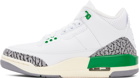 Nike Jordan White & Green Air Jordan 3 Retro Sneakers