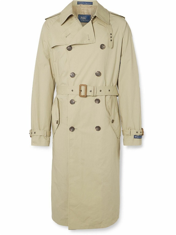 Photo: Polo Ralph Lauren - Double-Breasted Belted Brushed Cotton-Blend Twill Trench Coat - Neutrals