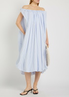 Jacquemus La Robe Lavande Striped Poplin Midi Dress White