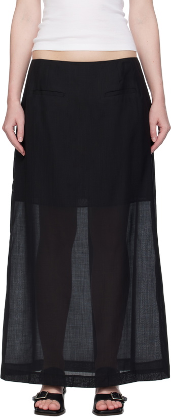 Photo: AMOMENTO Black Sheer Long Maxi Skirt