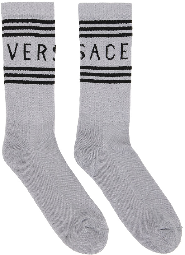 Photo: Versace Silver Vintage Logo Socks