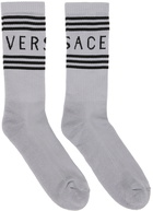 Versace Silver Vintage Logo Socks