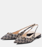 Gucci Horsebit GG canvas slingback flats