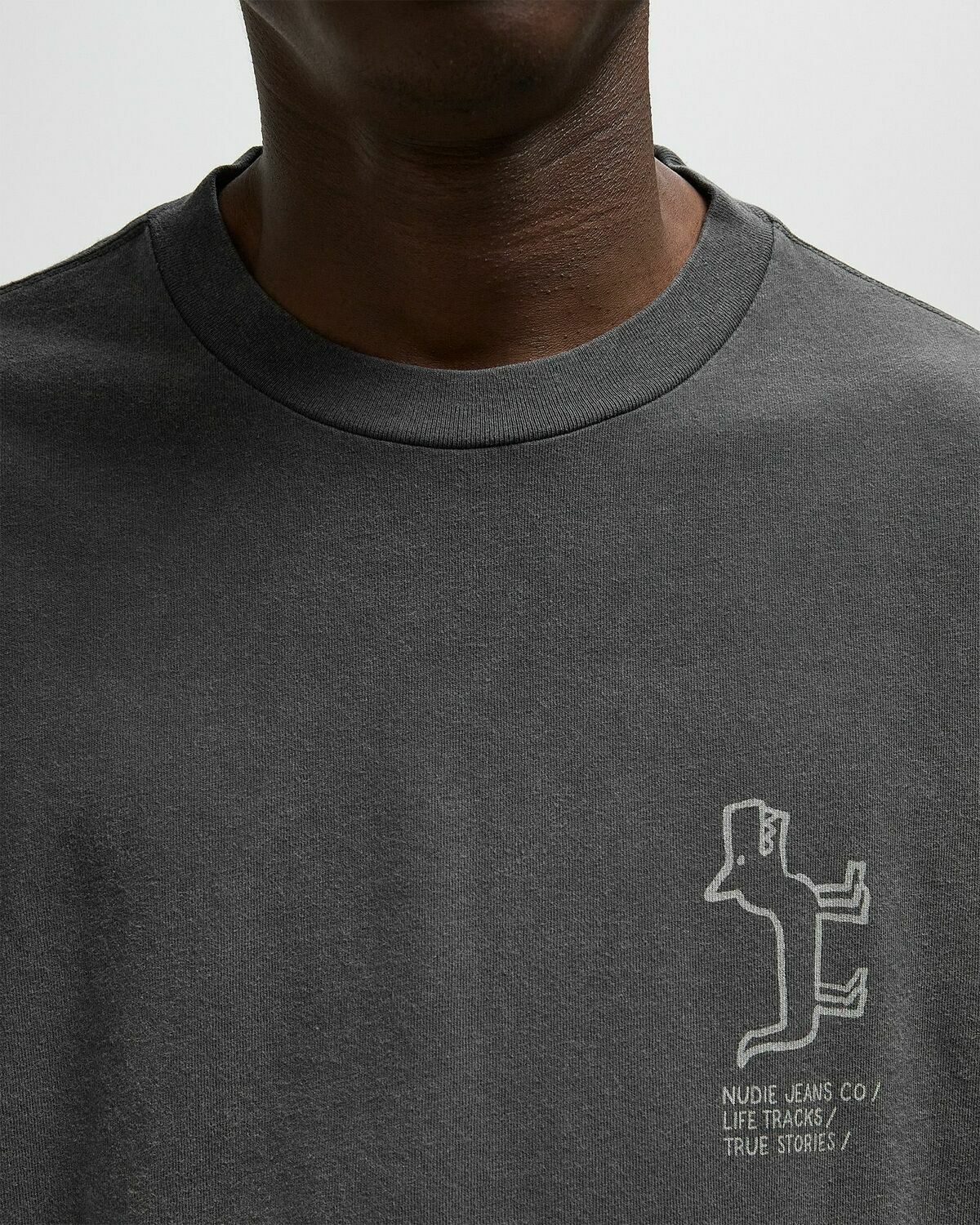 Nudie Jeans Koffe Scratched Tracks Tee Grey Mens Shortsleefe