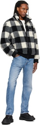 Givenchy Black & Off-White Checked Fleece Jacket