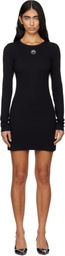 Marine Serre Black Moon Logo Ribbed Jersey Minidress