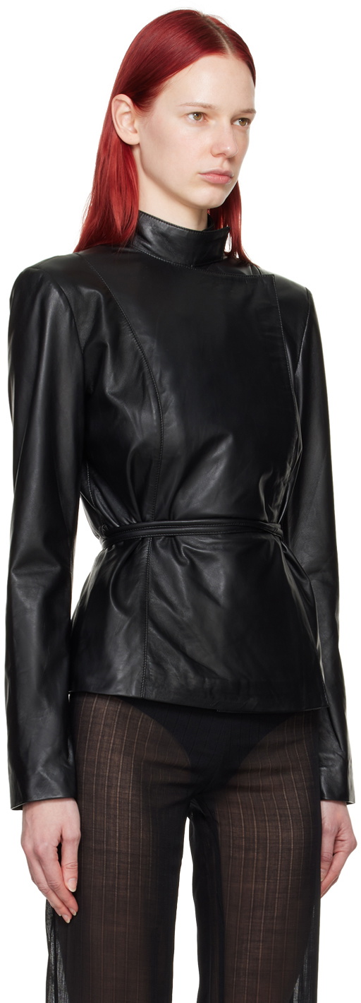 Ludovic de Saint Sernin Black Wrap Leather Jacket