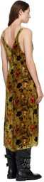 R13 Yellow Grunge Slip Midi Dress