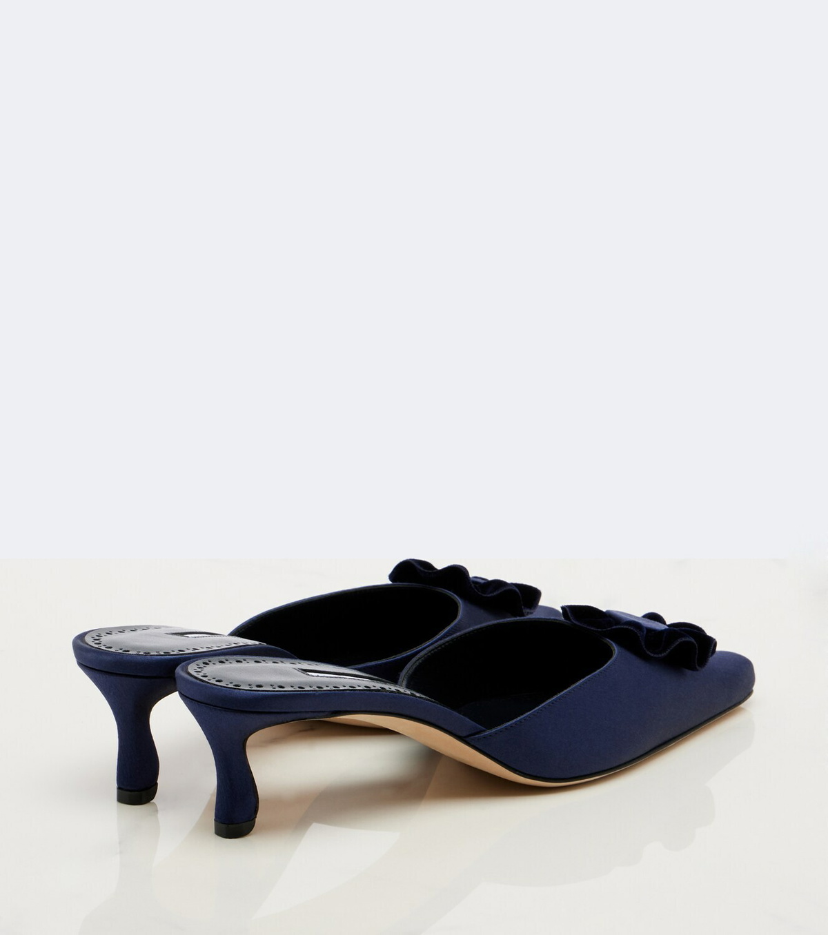 Manolo Blahnik Caulon floral-appliqué silk satin mules