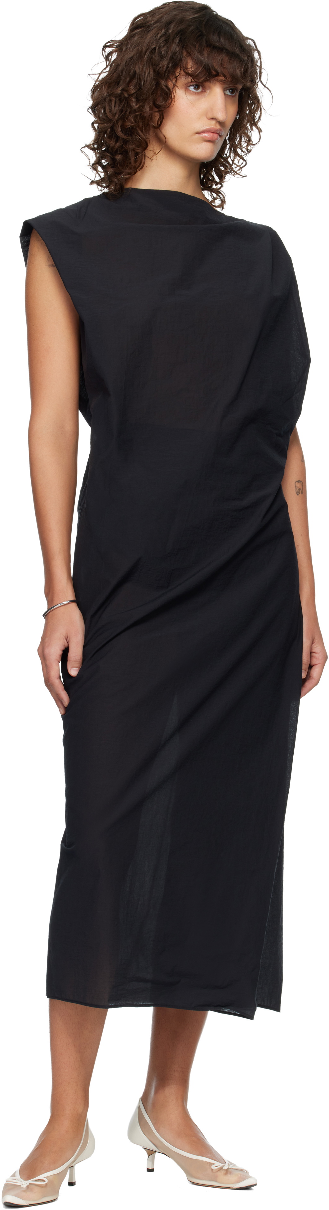 JACQUEMUS Black 'The Drap' Midi Dress