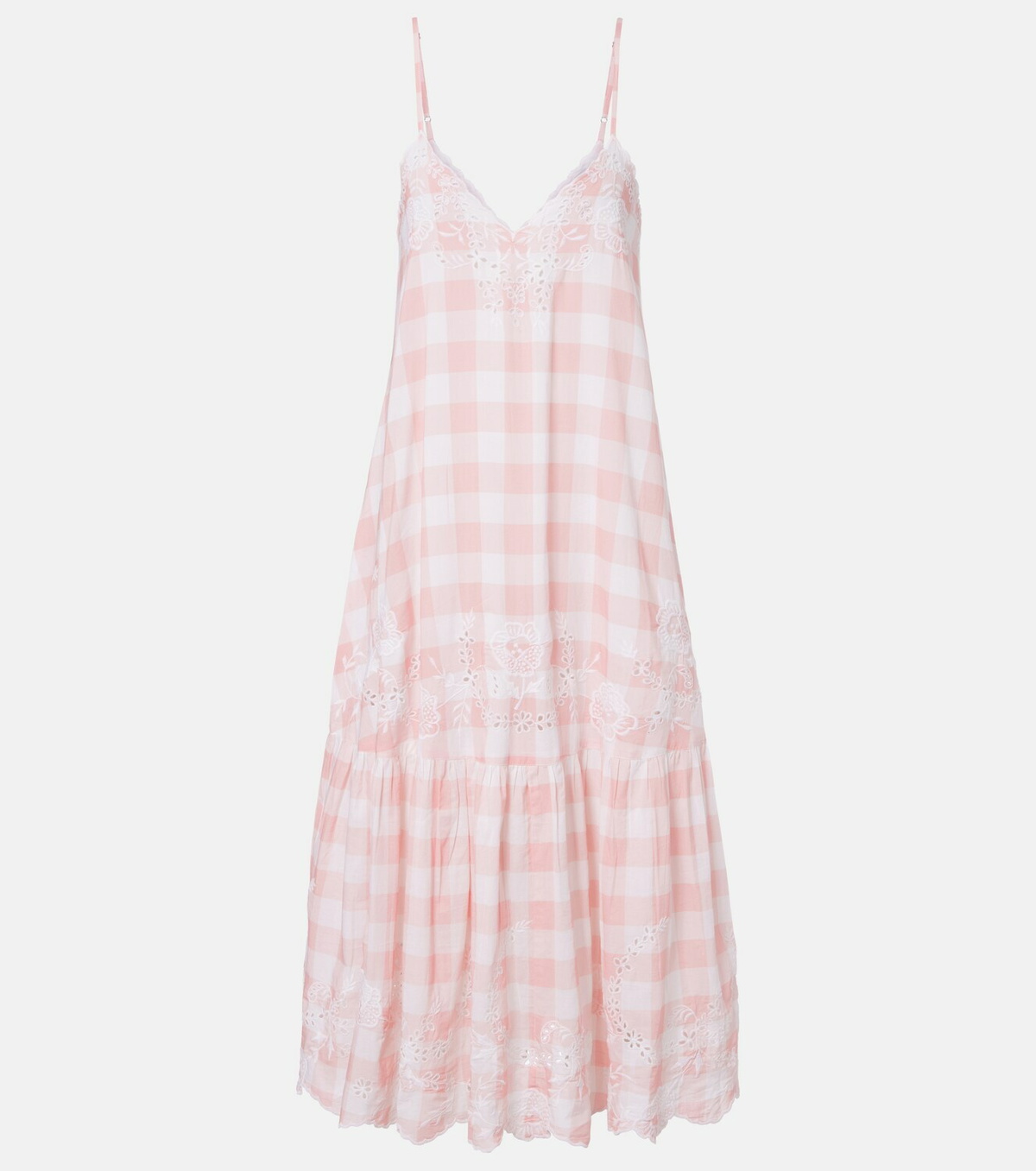 Juliet Dunn Embroidered checked cotton midi dress