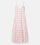 Juliet Dunn Embroidered checked cotton midi dress