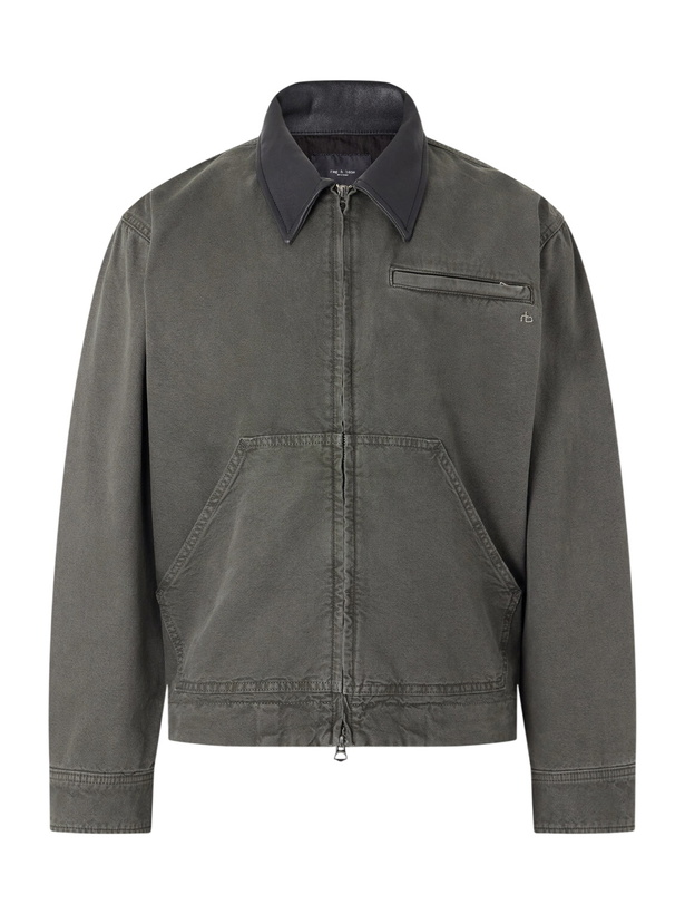 Photo: Rag & Bone - Leather-Trimmed Cotton-Canvas Jacket - Green