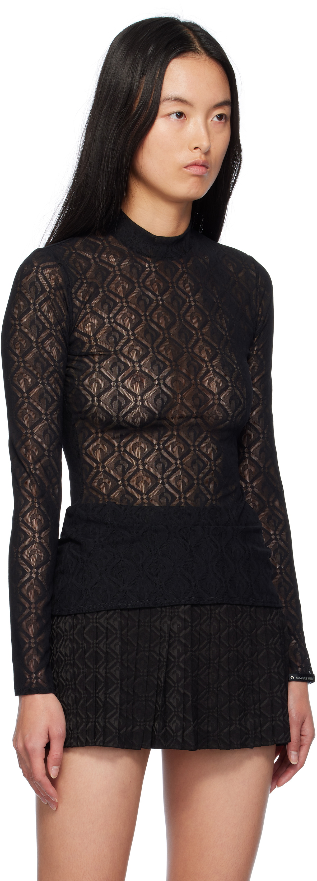 Marine Serre Black Moon Diamond Mesh Second Skin Top Marine Serre