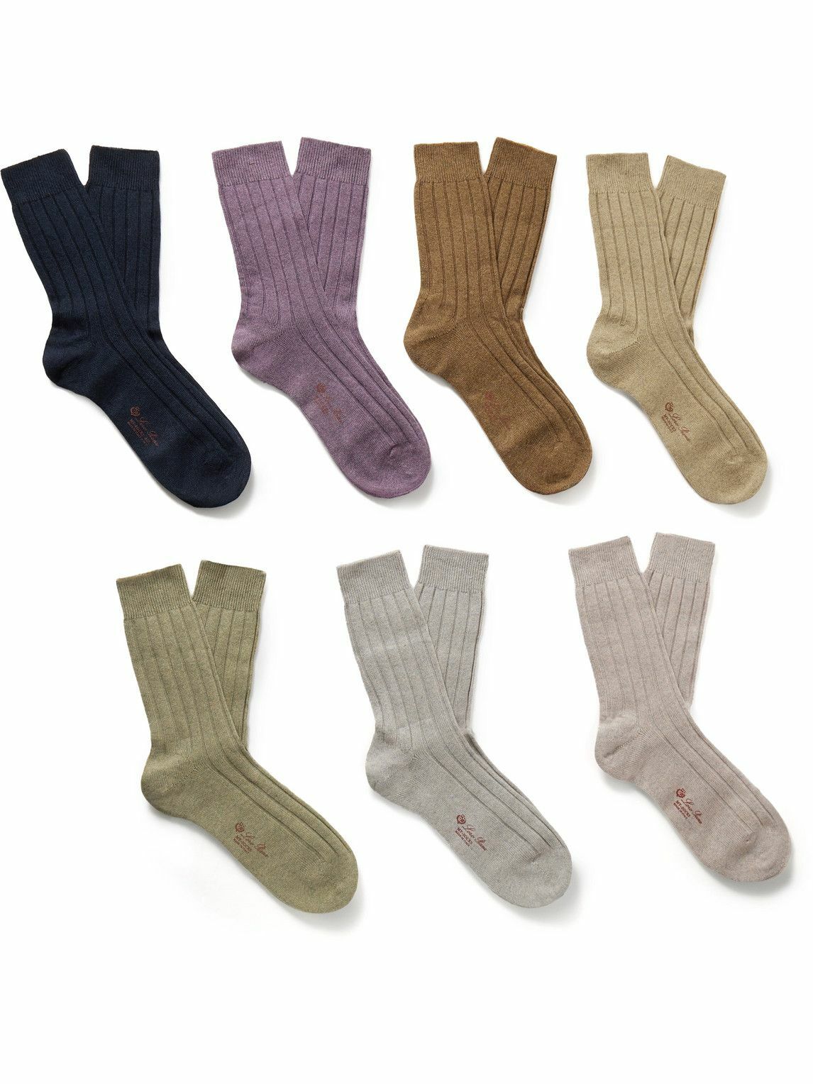 Loro Piana - Weekly Bobby Set of Seven Ribbed Cashmere-Blend Socks