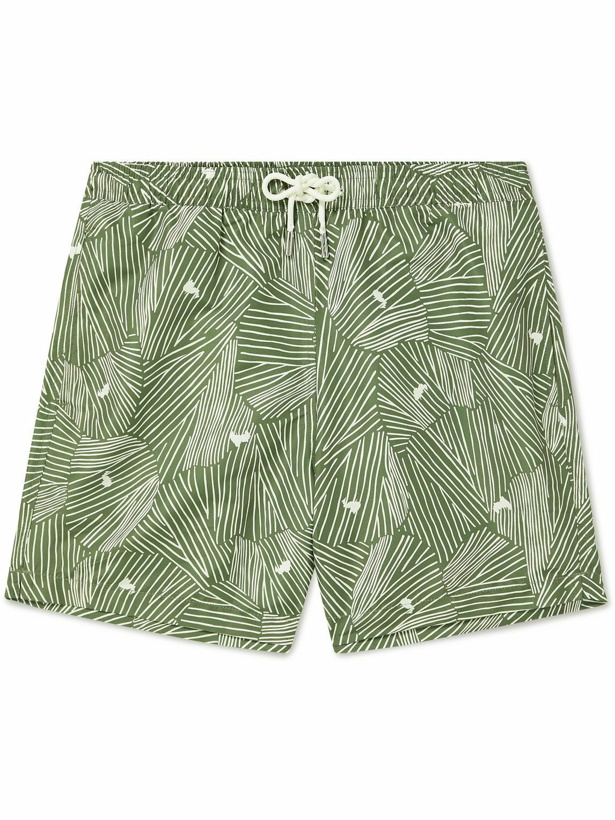 Photo: Mr P. - Straight-Leg Mid-Length Printed Recycled Swim Shorts - Green