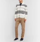 Brunello Cucinelli - Shawl-Collar Striped Cotton Cardigan - White