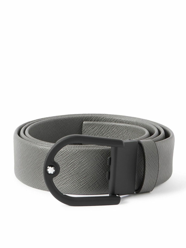 Photo: Montblanc - 3.5cm Horseshoe Textured-Leather Belt