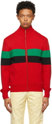 Wales Bonner Red Saint Jones Zip-Up Sweater