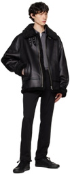Dunst Black Loose-Fit Faux-Leather Jacket