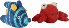Ware of the Dog Red & Blue Crab & Fish Dog Toy Set