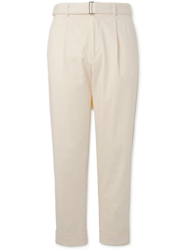 Photo: Officine Générale - Hugo Tapered Cropped Pigment-Dyed Stretch-Cotton Chinos - Neutrals