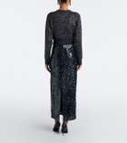 Erdem Floral-appliqué sequined midi skirt