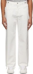 Feng Chen Wang White Double Waistband Jeans