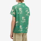 BODE Men's Football Silhouette Vacation Shirt in Green Cream