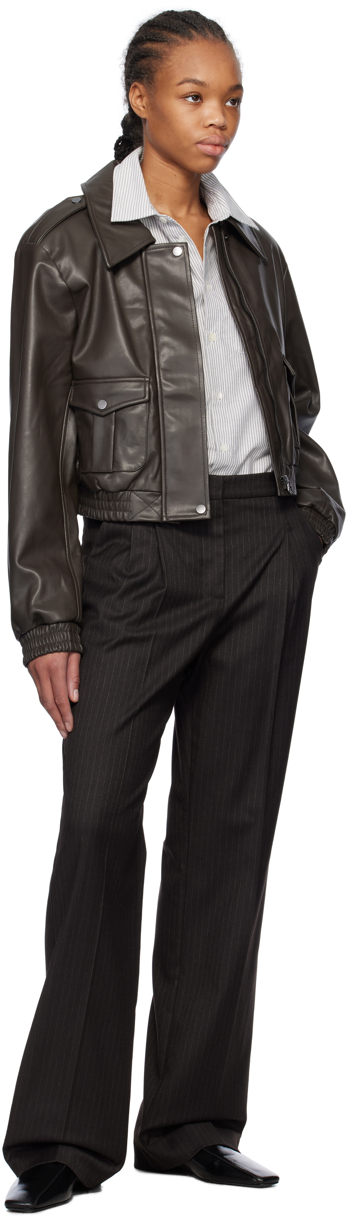 The Garment Brown Brooklyn Leather Bomber Jacket