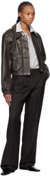 The Garment Brown Brooklyn Leather Bomber Jacket