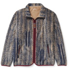 KAPITAL - Java-Yabane Printed Fleece Zip-Up Sweatshirt - Blue