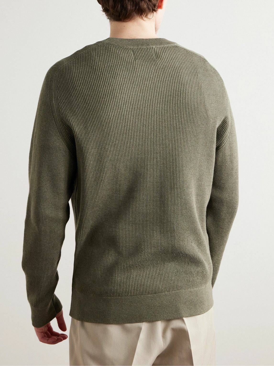 コットンニット NN07 - Kevin 6600 Ribbed Organic Cotton Sweater - Green NN07