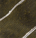 Drake's - 8cm Striped Slub Silk Tie - Green