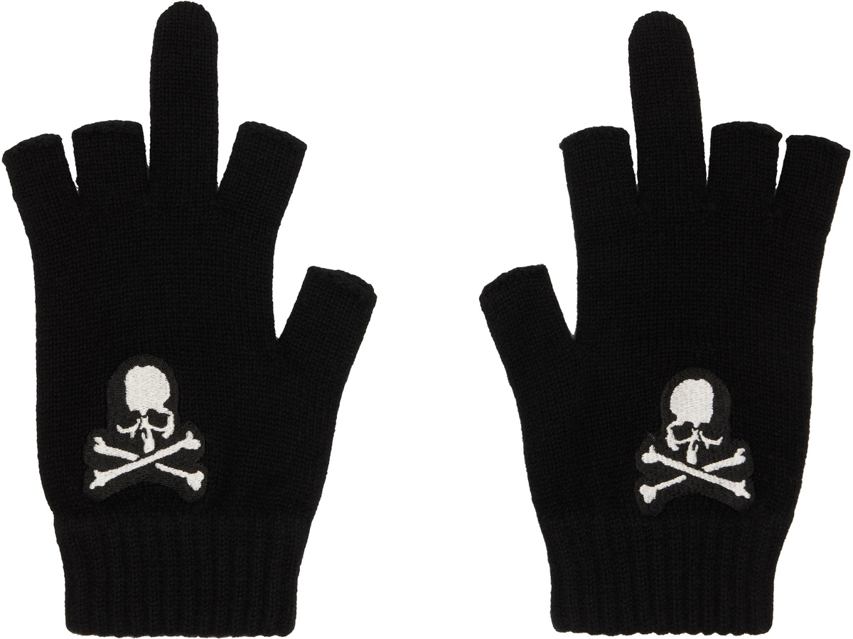 MASTERMIND WORLD Black Open Fingered Gloves MASTERMIND WORLD