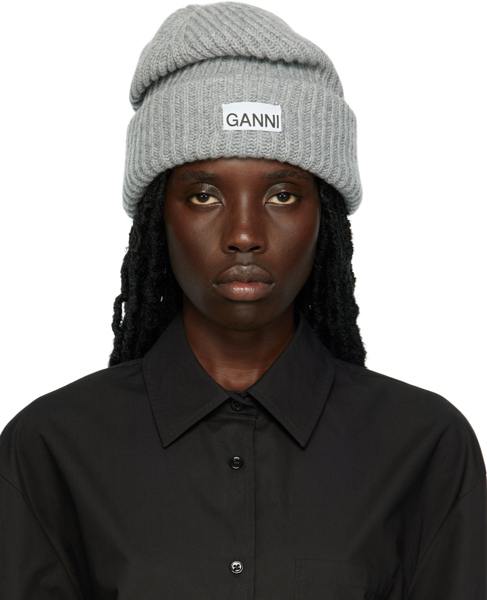 GANNI Gray Patch Beanie GANNI display picture 1