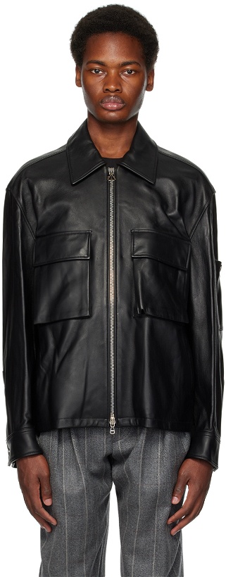 Photo: Solid Homme Black Zipped Leather Jacket