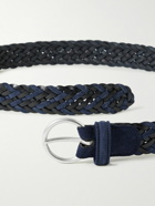 Anderson's - 3.5cm Woven Leather and Suede Belt - Blue