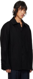 LGN Louis Gabriel Nouchi Black Corset Detail Denim Jacket