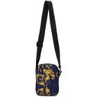 Versace Jeans Couture Blue and Yellow Barocco Messenger Bag