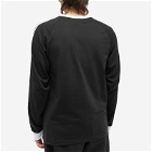 Adidas Men's Long Sleeve 3 Stripe T-Shirt in Black