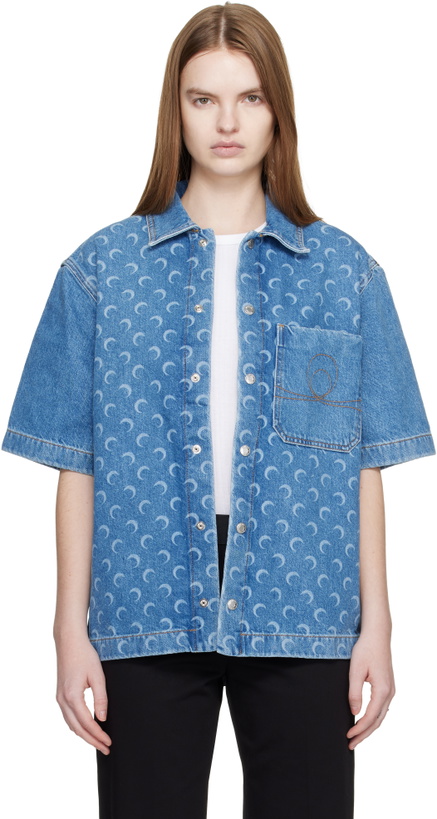Photo: Marine Serre Blue Moon Laser SS Denim Shirt