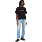 Versace Black Embroidered-Logo Cotton-Jersey Regular T-shirt