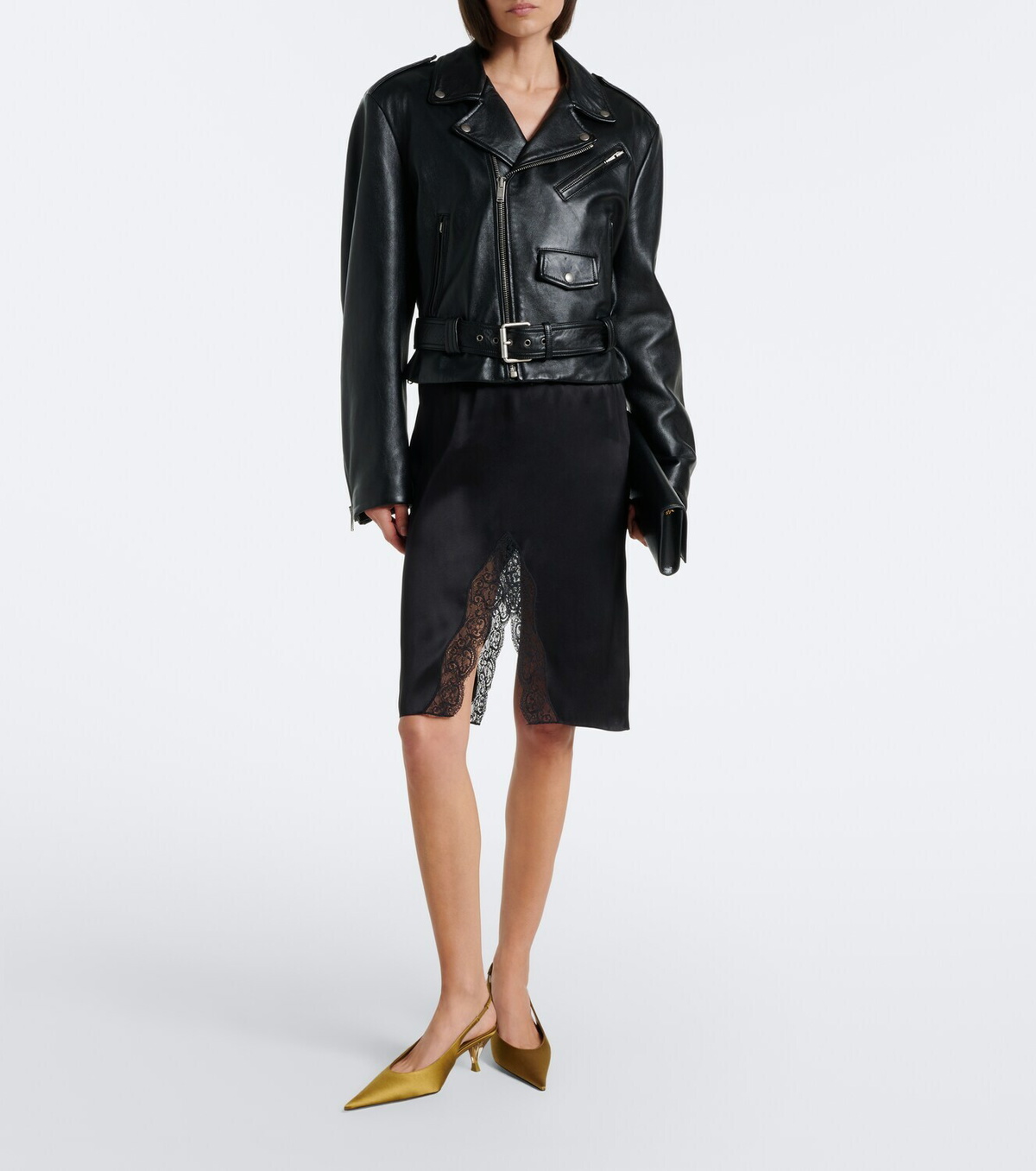 Saint Laurent Fanny satin slingback pumps