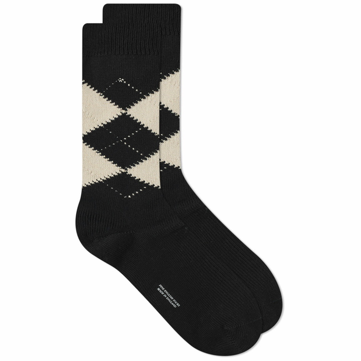 Photo: Margaret Howell Men's Argyle Socks in Black/Calico